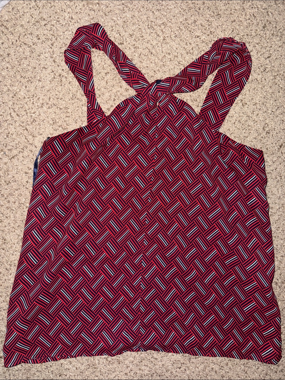 Banana Republic Red Geometric Crossback Blouse Size Small
